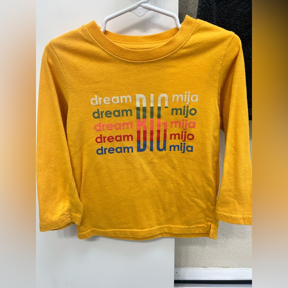 Well Worn Kids Dream Big Mijo/a Yellow Long Sleeve Tee 3T